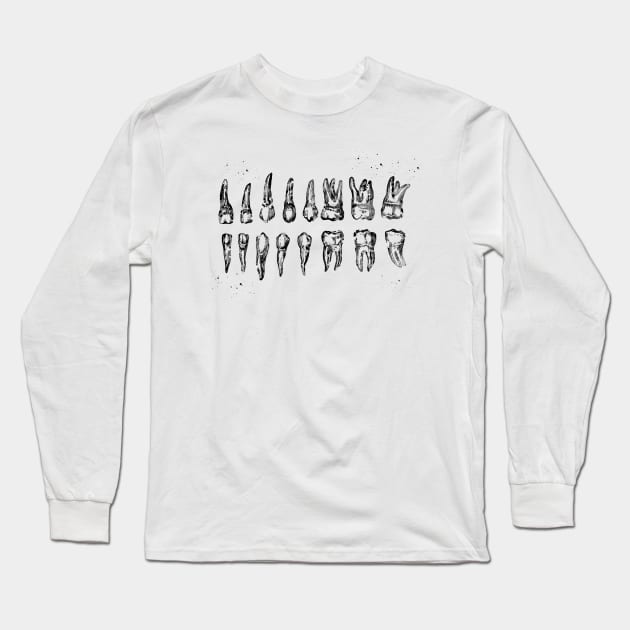 Teeth Diagram Long Sleeve T-Shirt by erzebeth